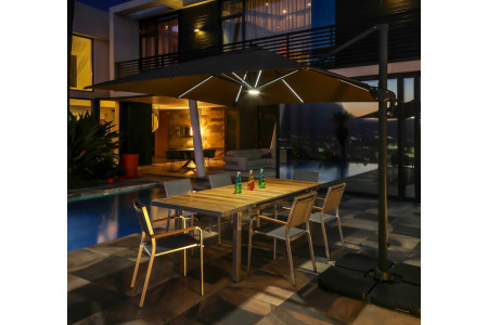 PARASOL 3X3 ECLAIRAGE LED SOLAIRE   ECLAIRAGE SUPPLÉMENTAIRE