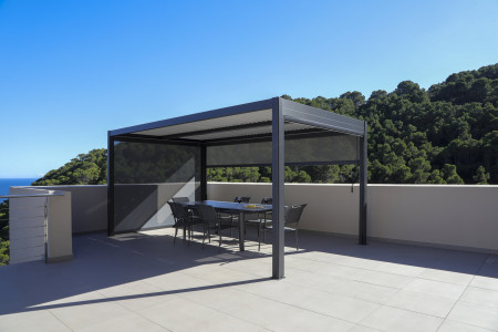 TONNELLE BIOCLIMATIQUE LAVANDE 500X300 - ÉCAIRAGE LEDS - LAMES BLANCHES