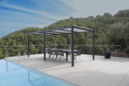 TONNELLE BIOCLIMATIQUE LAVANDE 600X300 - ÉCAIRAGE LEDS - LAMES BLANCHES